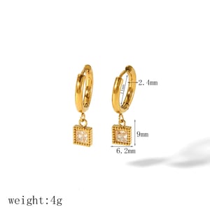 1 Pair Simple Classic Style Square Shape Stainless Steel  Gold Color Inlay Rhinestones Women's Drop Earrings h5 Picture3